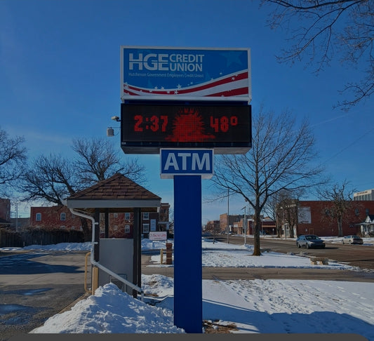 HGE Credit Union Hutchinson Kansas. Take down watchfire sign and replace with LUEDERS ADVERTISING BRAND